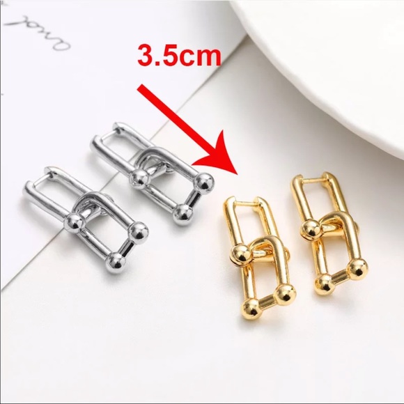 NEW 925 STERLING SILVER LOCK CLIP PUNK EARRINGS - Picture 6 of 6